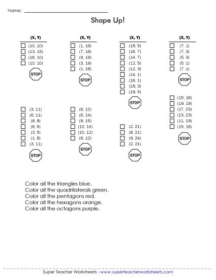 Polygons - Mystery Graph Picture (Polygons) (Printable PDF Worksheet)