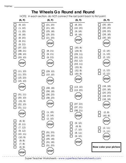 30x40 Grid: Intermediate - Mystery Graph - School Bus (Printable PDF Worksheet)