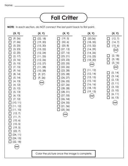 30x40 Grid: Intermediate - Mystery Graph - Squirrel (Printable PDF Worksheet)