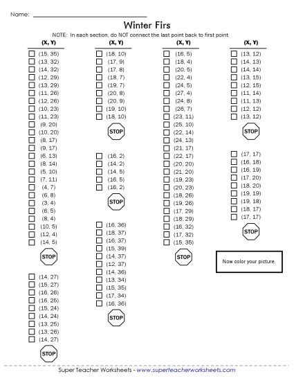 Graphing - Mystery Graph: Tree Coordinate Grid Picture (Printable PDF Worksheet)