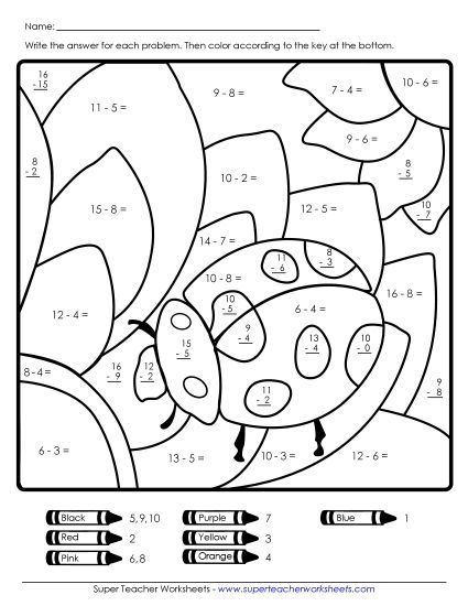 Mystery Pictures - Mystery Picture: Ladybug (Printable PDF Worksheet)