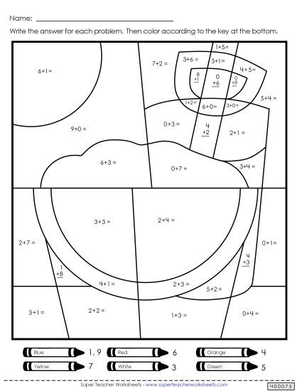 Summer Addition - Mystery Picture: Summer Scenes 2 (Printable PDF Worksheet)