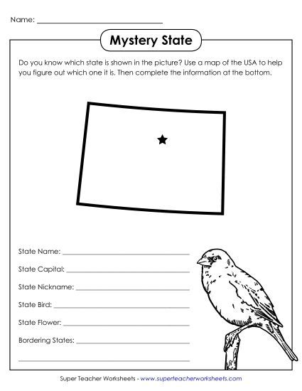 Mystery State Activities - Mystery State: Colorado (Printable PDF Worksheet)
