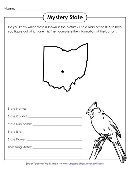 Mystery State Activities - Mystery State: Ohio (Printable PDF Worksheet)