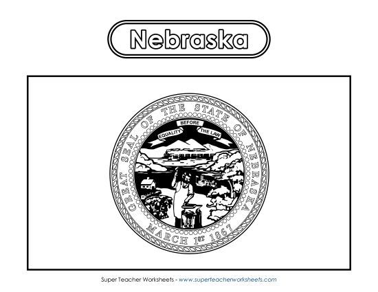 Flags & Seals - Nebraska Flag Coloring Page (Printable PDF Worksheet)