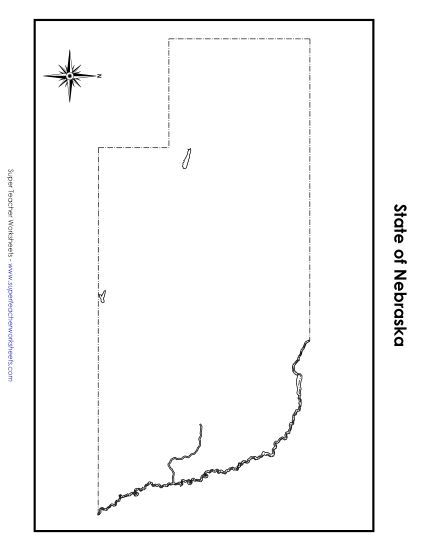 Maps - Nebraska State Map (No Bordering States) (Printable PDF Worksheet)
