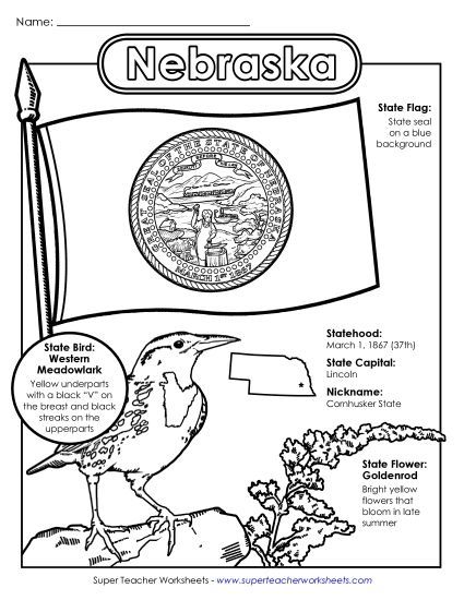 Symbols - Nebraska State Symbols Coloring Page (Printable PDF Worksheet)
