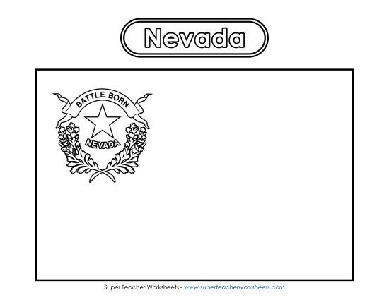 Flags & Seals - Nevada Flag Coloring Page (Printable PDF Worksheet)
