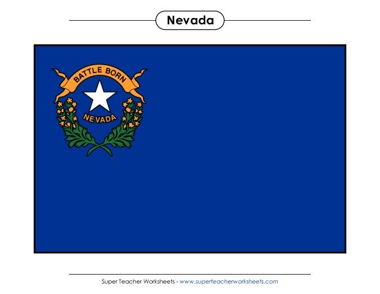 Flags & Seals - Nevada State Flag (Full-Color Version) (Printable PDF Worksheet)