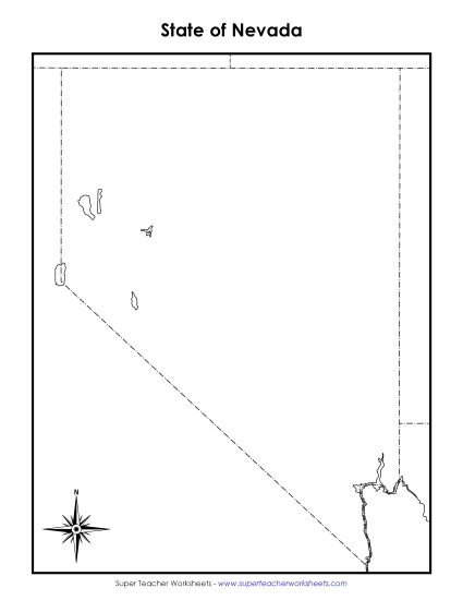 Maps - Nevada State Map (Blank) (Printable PDF Worksheet)