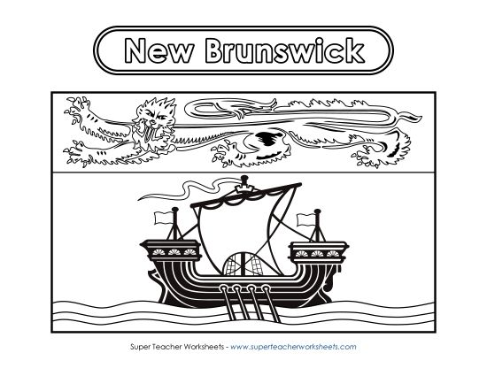 Flag and Coat of Arms - New Brunswick Flag (Black & White) (Printable PDF Worksheet)