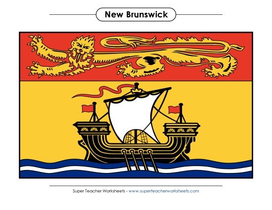 Flag and Coat of Arms - New Brunswick Flag (Full Colour) (Printable PDF Worksheet)