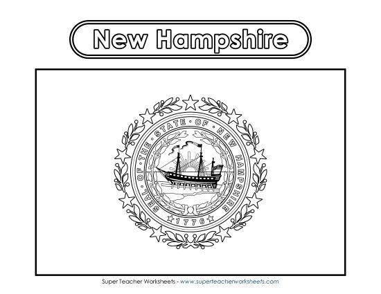 Flags & Seals - New Hampshire Flag Coloring Page (Printable PDF Worksheet)