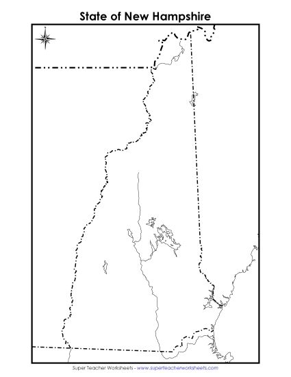 Maps - New Hampshire State Map (Blank) (Printable PDF Worksheet)