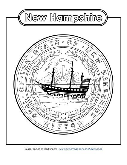 Flags & Seals - New Hampshire State Seal (Black & White) (Printable PDF Worksheet)