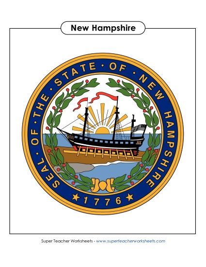 Flags & Seals - New Hampshire State Seal (Full-Color Version) (Printable PDF Worksheet)
