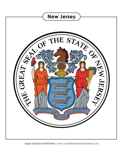 Flags & Seals - New Jersey State Seal (Full-Color Version) (Printable PDF Worksheet)