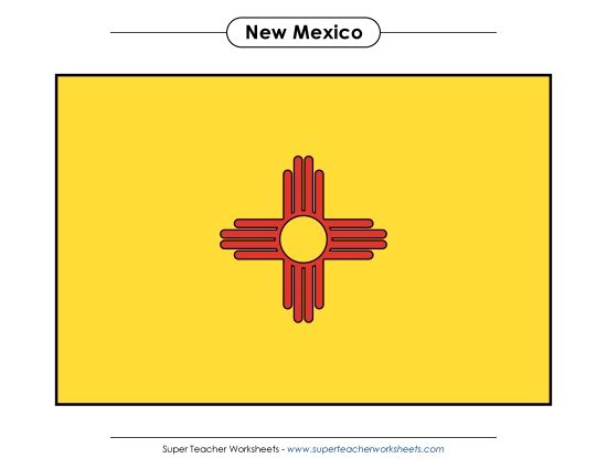 Flags & Seals - New Mexico State Flag (Full-Color Version) (Printable PDF Worksheet)