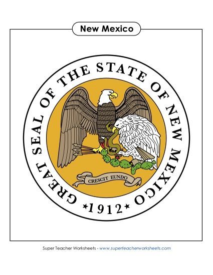 Flags & Seals - New Mexico State Seal (Full-Color Version) (Printable PDF Worksheet)