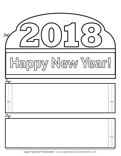 Holiday Crowns (Ordered by Date) - New Year (2018) (Printable PDF Worksheet)