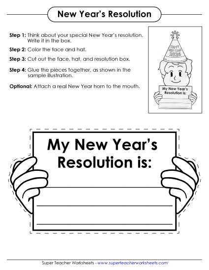 New Year Worksheets - New Year's Resolution Craft (2026) (Printable PDF Worksheet)