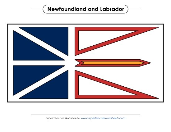 Flag and Coat of Arms - Newfoundland and Labrador Flag (Full Colour) (Printable PDF Worksheet)