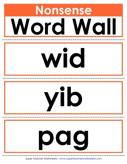 Classroom Tools and Games - Nonsense Word Wall (Printable PDF Worksheet)