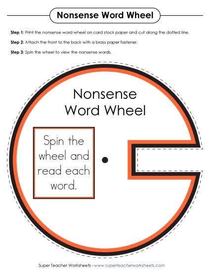 Classroom Tools and Games - Nonsense Word Wheel (Printable PDF Worksheet)