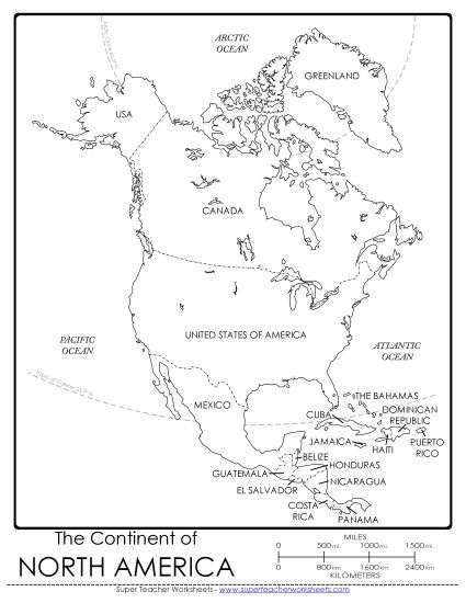 Maps of North America - North America Map (Printable PDF Worksheet)