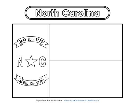 Flags & Seals - North Carolina Flag Coloring Page (Printable PDF Worksheet)