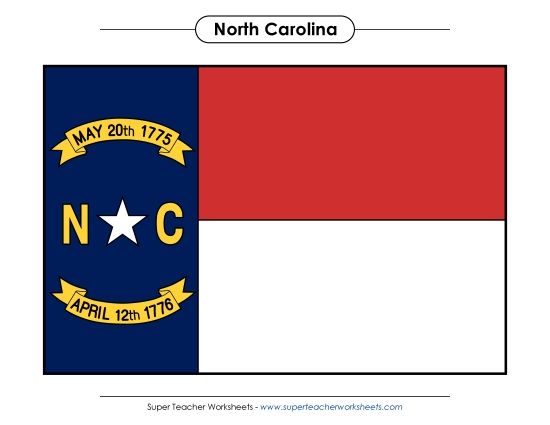 Flags & Seals - North Carolina State Flag (Full-Color Version) (Printable PDF Worksheet)