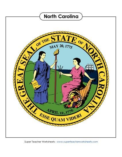 Flags & Seals - North Carolina State Seal (Full-Color Version) (Printable PDF Worksheet)