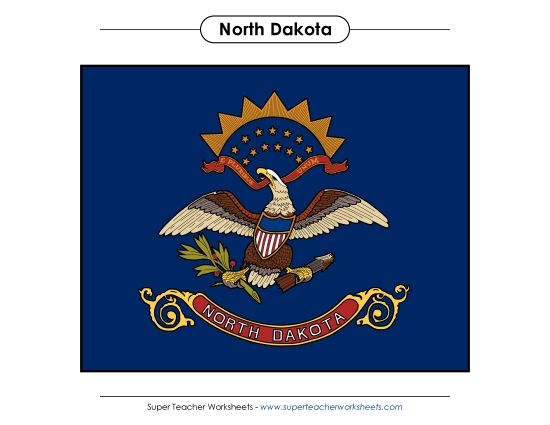 Flags & Seals - North Dakota State Flag (Full-Color Version) (Printable PDF Worksheet)
