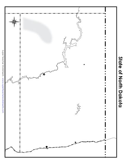 Maps - North Dakota State Map (Blank Cities) (Printable PDF Worksheet)