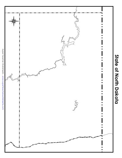 Maps - North Dakota State Map (Blank) (Printable PDF Worksheet)