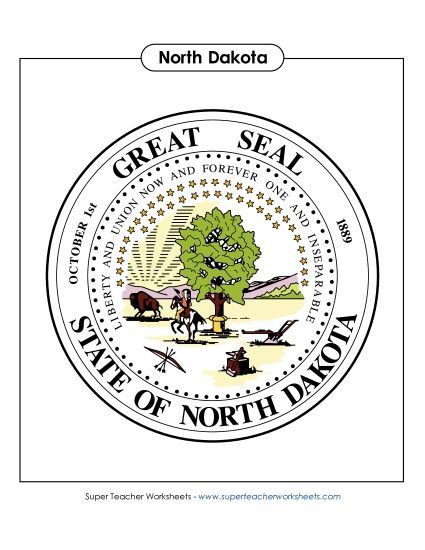 Flags & Seals - North Dakota State Seal (Full-Color Version) (Printable PDF Worksheet)