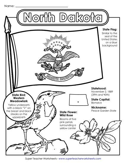 Symbols - North Dakota State Symbols Coloring Page (Printable PDF Worksheet)