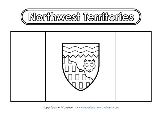 Flag and Coat of Arms - Northwest Territories Flag (Black & White) (Printable PDF Worksheet)