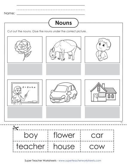 Basic Nouns - Noun Cut & Paste (Basic)  (Printable PDF Worksheet)