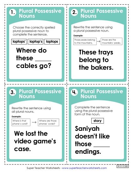 ELA - Nouns: Plural Possessive (Printable PDF Worksheet)