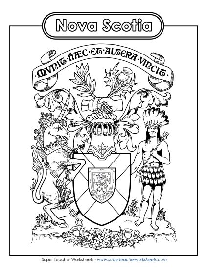 Flag and Coat of Arms - NS Coat of Arms (Black & White) (Printable PDF Worksheet)