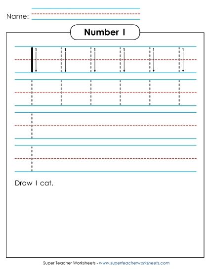 Numbers - Number 1 (Printable PDF Worksheet)