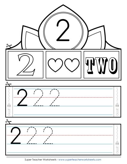 Numbers 1 - 10 - Number 2 Crown (Printable PDF Worksheet)
