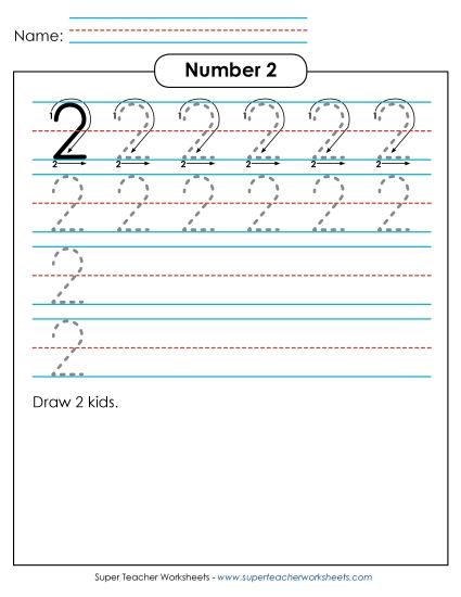Number Two - Number 2: Trace and Print (Printable PDF Worksheet)