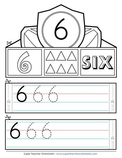 Numbers 1 - 10 - Number 6 Crown (Printable PDF Worksheet)
