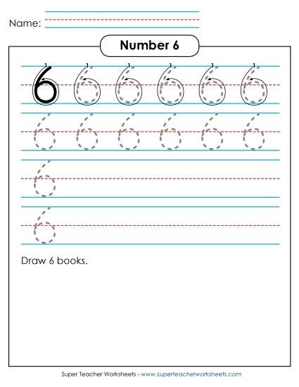 Numbers - Number 6 (Printable PDF Worksheet)