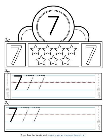 Numbers 1 - 10 - Number 7 Crown (Printable PDF Worksheet)