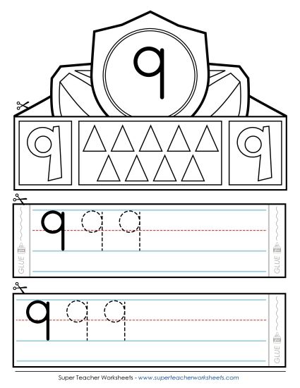 Numbers 1 - 10 - Number 9 Crown (Printable PDF Worksheet)