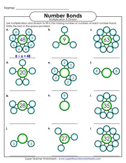 All Facts 0s through 9s - Number Bonds (1-9) (Printable PDF Worksheet)