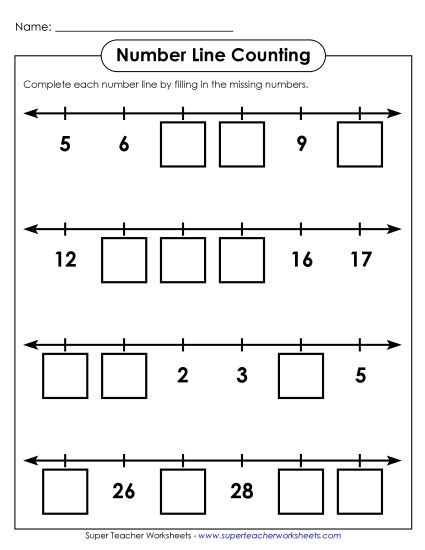 Counting Up to 30 - Number Line: Count to 30 (Printable PDF Worksheet)
